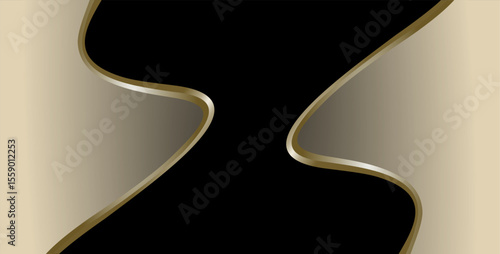 composition of empty space, curved lines and geometric abstract fields with gradations of gold, brown and black as background inspiration for visual communication design