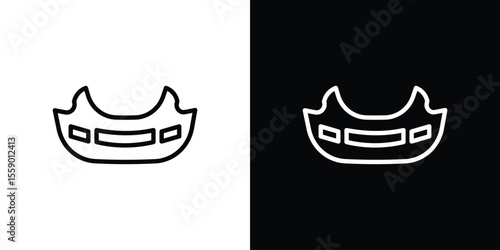 Car bumper icon in thin stroke and flat style.