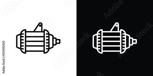 Car alternator icon in thin stroke and flat style.