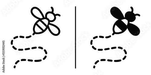 Buzzing Bee Duo: A unique and symbolic illustration of a bee gracefully navigating the air. Emphasizing balance and duality.