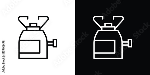 Camping gas icon in thin stroke and flat style.