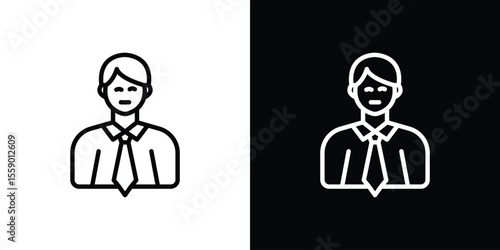 Businessman icon in thin stroke and flat style.