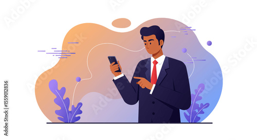 a man in a suit is using his phone