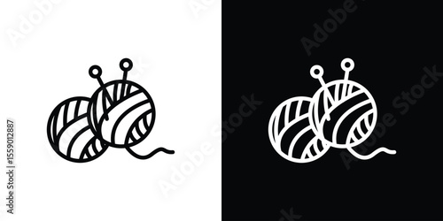 Wool ball icon in thin stroke and flat style.