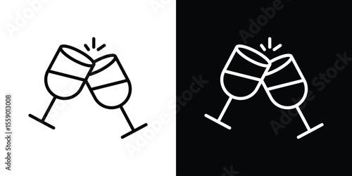 Wine toast icon in thin stroke and flat style.