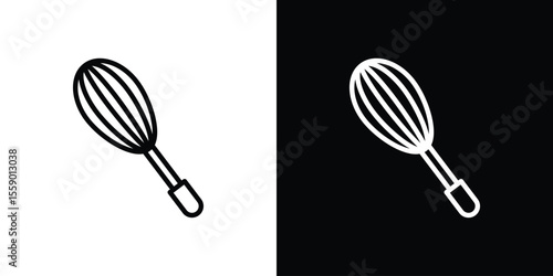 Whisk icon in thin stroke and flat style.