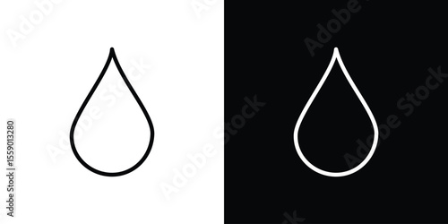 Water drop icon in thin stroke and flat style.