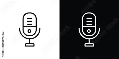 Voice recording icon in thin stroke and flat style.