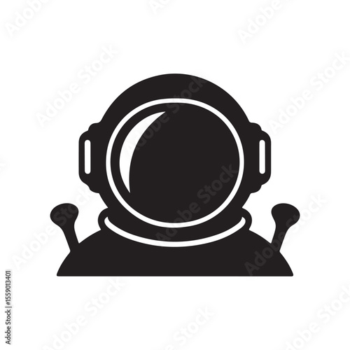 Black Silhouette of an Astronaut Helmet or Space Suit Headgear