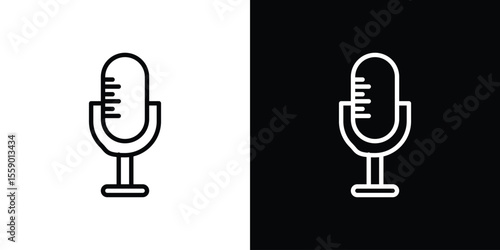 Voice recognition icon in thin stroke and flat style.