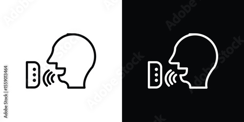 Voice control icon in thin stroke and flat style.