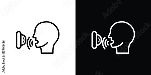 Voice control icon in thin stroke and flat style.