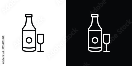 Vodka icon in thin stroke and flat style.