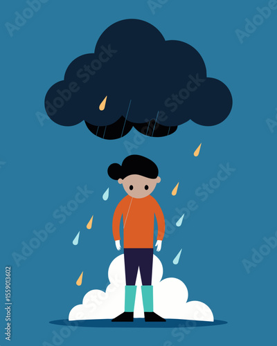 It was like a storm cloud constantly hovered above their head raining negativity wherever they went.. Vector illustration