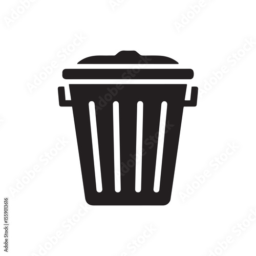 Black Silhouette of a Trash Can or Waste Bin