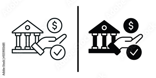 Banking Approval Icon: Depicting financial authorization with line art and filled graphics, this image showcases the seamless approval process for monetary transactions.