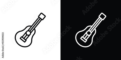 Ukulele icon in thin stroke and flat style.
