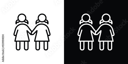 Twin icon in thin stroke and flat style.