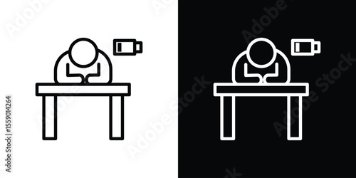 Tired person icon in thin stroke and flat style.