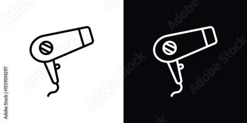 Blow dryer icon in thin stroke and flat style.