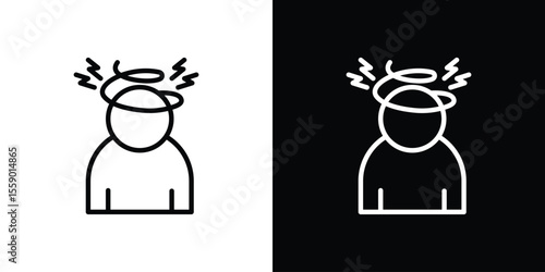 Stress icon in thin stroke and flat style.