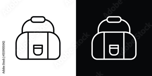 Sports bag icon in thin stroke and flat style.