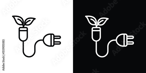 Biomass energy icon in thin stroke and flat style.