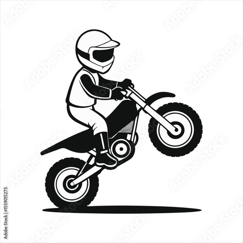 Motocross Bike Rider Jumping Silhouette Vector Illustration

