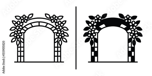 Garden Archway Silhouette: Delicate silhouettes of archways adorned with floral details, perfect for adding a touch of elegance and grace to any design. 