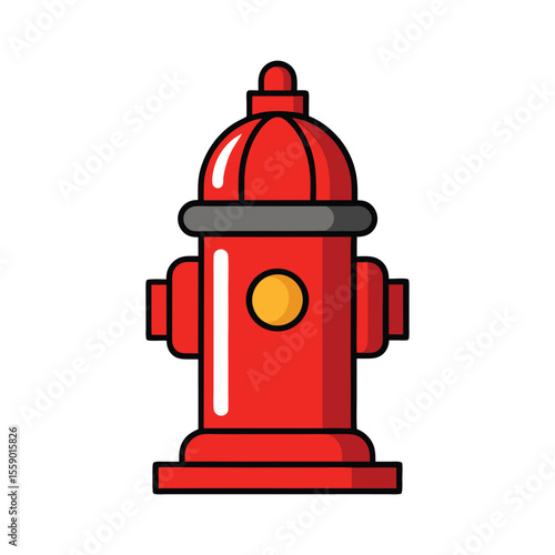 Red Fire Hydrant Icon Clipart – Bold Flat Vector Illustration


