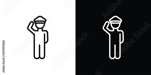 Salute icon in thin stroke and flat style.