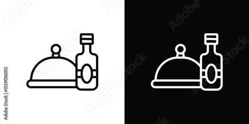 Room service icon in thin stroke and flat style.