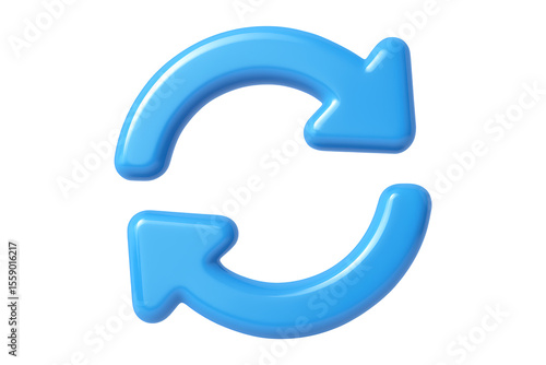3D Sync Arrows Icon Isolated on a Transparent Background