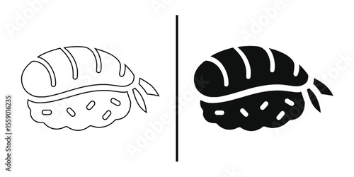 Sushi Delight: A simplistic yet elegant line art illustration captures the essence of sushi. The clean design of sushi invites you to experience the refined flavors of Japanese cuisine.
