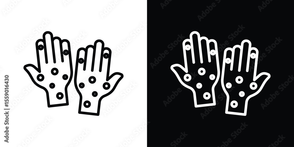 Obraz premium Rash hand icon in thin stroke and flat style.
