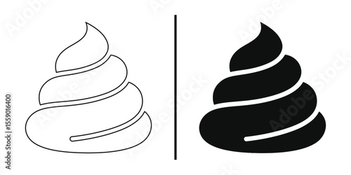 Poop Silhouette: a minimalistic yet bold illustration of stylized excrement silhouettes, one in stark black and the other outlined