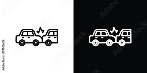 Rear end collision icon in thin stroke and flat style.