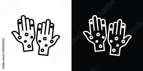 Rash hand icon in thin stroke and flat style.