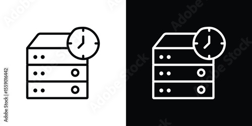 Real time data icon in thin stroke and flat style.