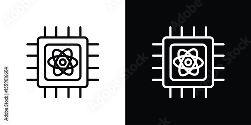 Quantum computing icon in thin stroke and flat style.