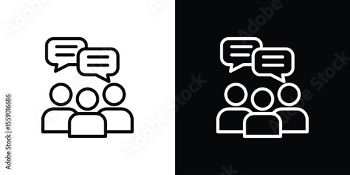 Public opinion icon in thin stroke and flat style.