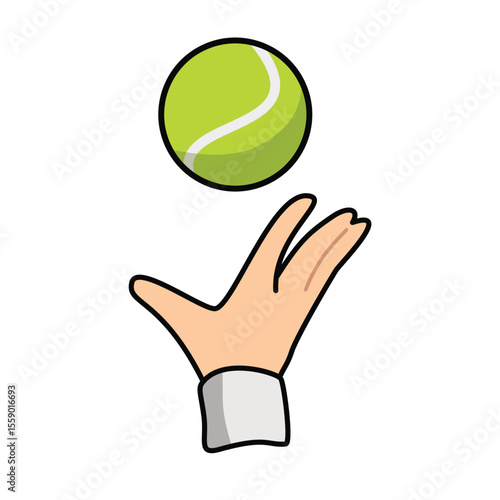 tennis serve hand illustration isolated, wimbledon tennis hand and ball vector