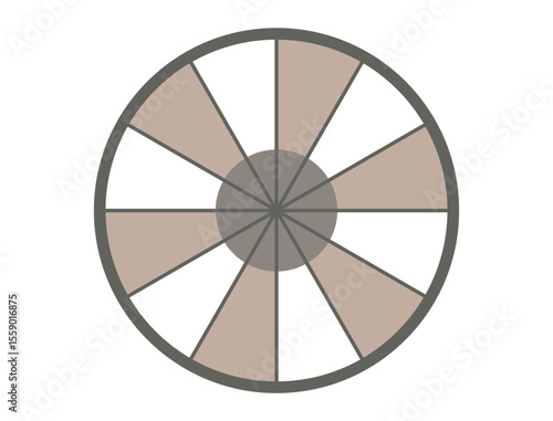 Round lucky wheel with 12 segmentation. Jackpot concept, lottery, spin round drum, roulette, gamble, pie chart banner, Template, diagram. Flat Vector illustration.