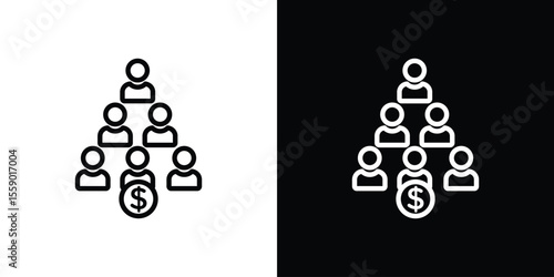 Ponzi scheme icon in thin stroke and flat style.