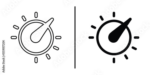 Control Icon Illustration: A minimalist black and white illustration of a control knob with varying levels, perfect for representing adjustment, settings, or volume. 