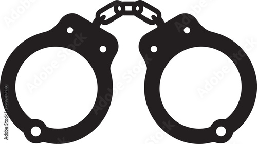 Black Silhouette Locked Handcuffs Metal Chain Criminal Justice Security Icon Symbol vector