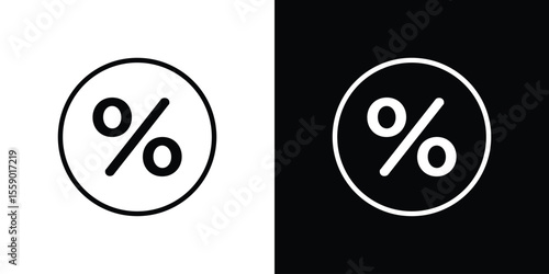 Percent icon in thin stroke and flat style.
