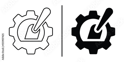 Mechanism Icon: A simplistic yet captivating representation of engineering, combining the power of a gear and the precision of a shovel.