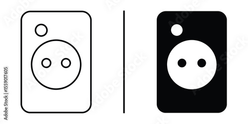 Electrical outlet silhouette: A dual electrical outlet, portrayed in both stark black and white outlines, representing the fundamental connection in power infrastructure.