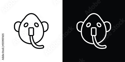 Oxygen mask icon in thin stroke and flat style.